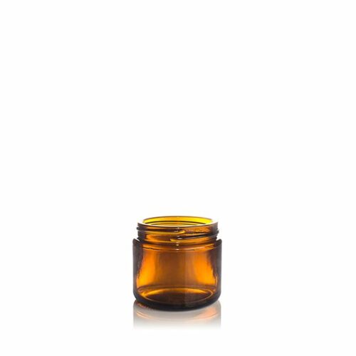 2oz (60ml) Amber Glass Straight Sided Cream Jar Modular Round - 53-400 Neck