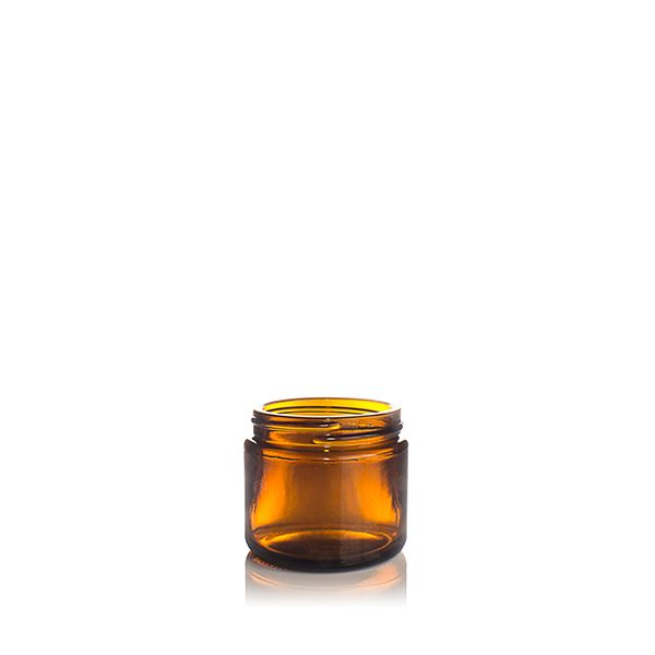 Amber Thick Glass Straight Sided Jar with Gold Metal Overshell Lid - 2 oz /  60 ml (12 pack)