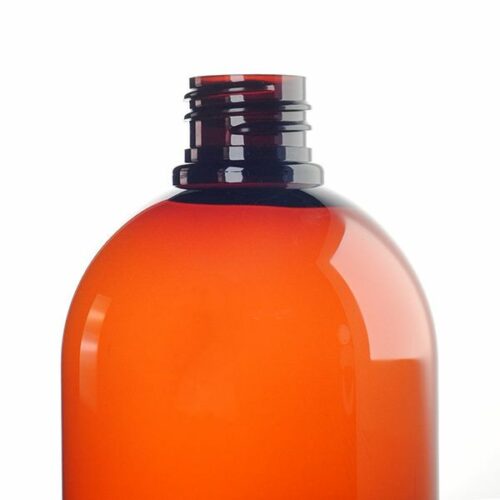 1 Liter Amber Cosmo Round Plastic Bottle - 28-410 Neck