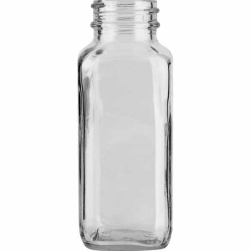 Square Glass Bottle With 33-400 Neck 4oz(120ml) Flint Wide Mouth