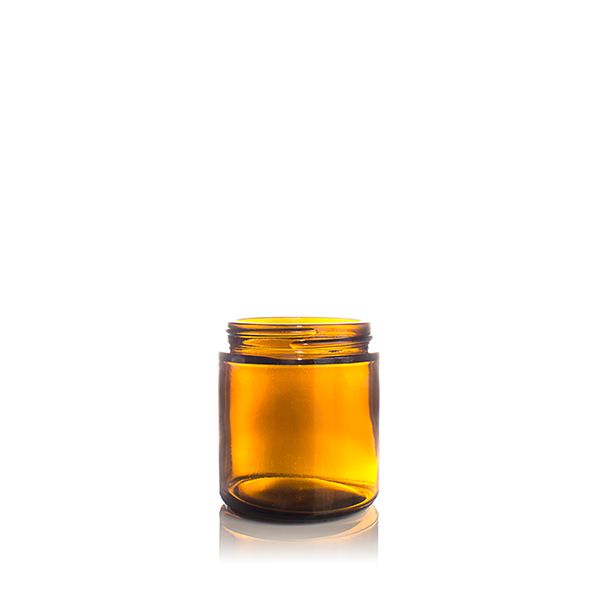 4oz (120ml) Amber Glass Straight Sided Cream Jar Modular Round- 58-405 Neck