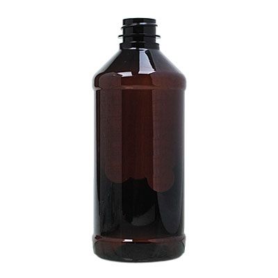 16oz Amber Modern Bullet Style Round Plastic Bottle - 28-400 Neck