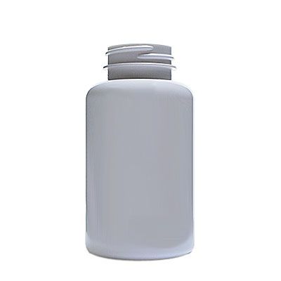 200cc White Wide Mouth Packer Round Plastic Bottle - 38-400 Neck