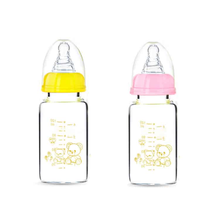 120ml Borosilicate Baby Feeding Milk Water Glass Bottle With Handle Silicone Nipple