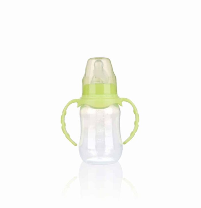 150ml PP baby feeding bottle with nipple and handle regular neck