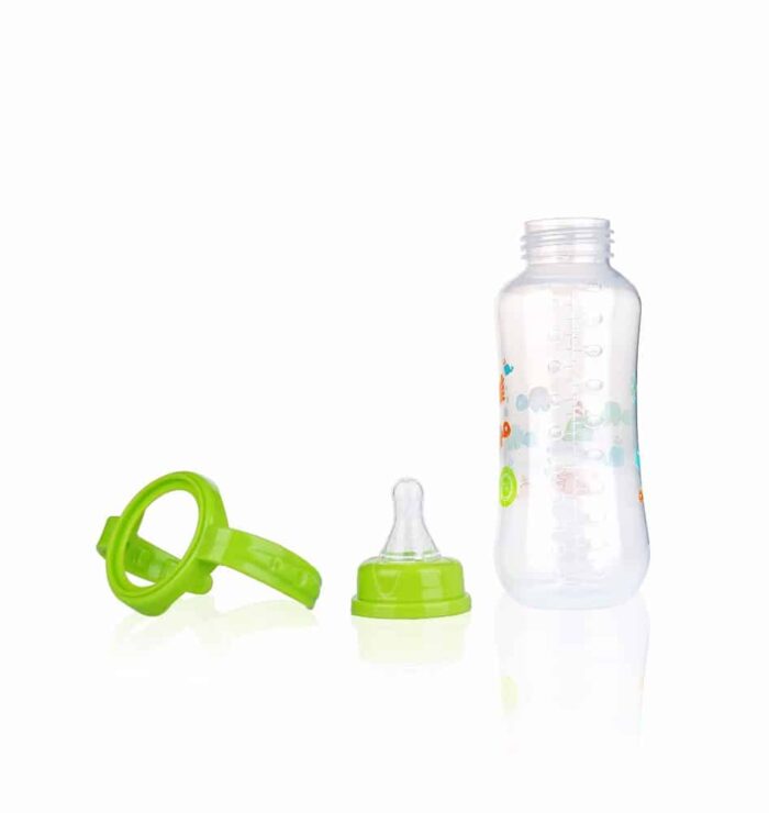 240ml PP baby feeding bottle with nipple and handle regular neck